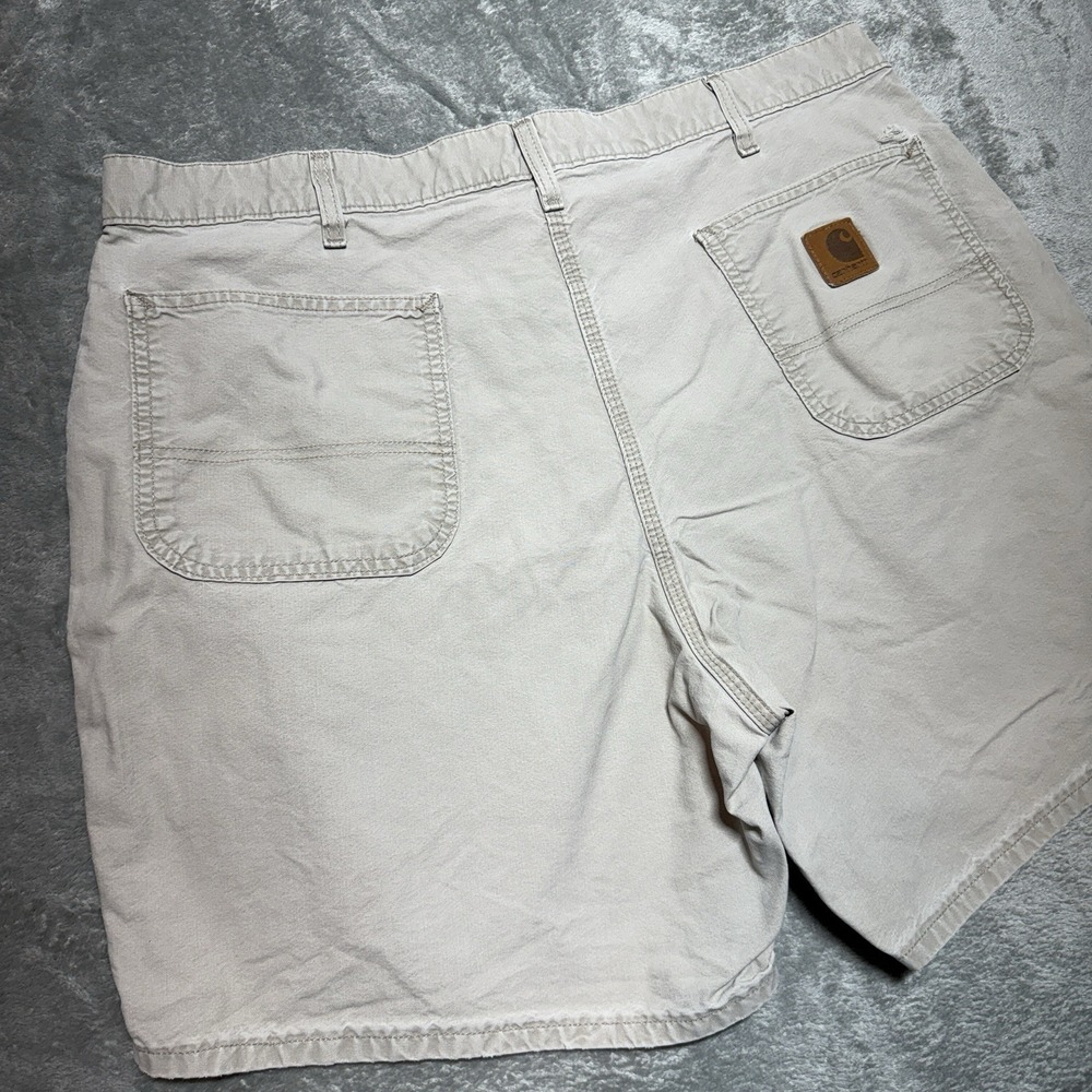 Carhartt B145 TAN Canvas Work Shorts Mens 40 Distressed Khaki Dungaree Fit - Picture 2 of 8